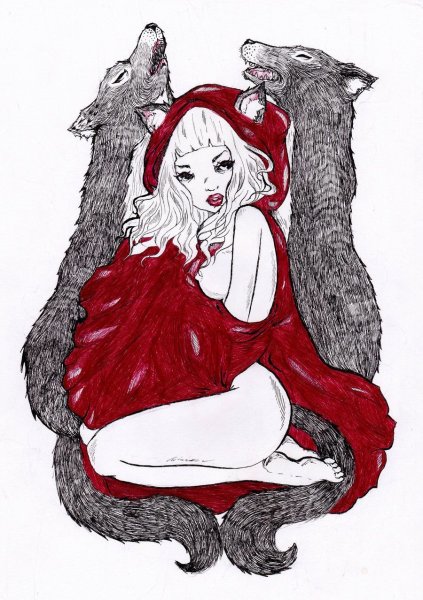 Рисунок красная шапочка и серый волк