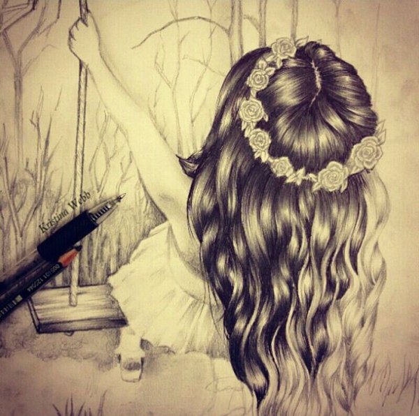 Нарисованная девушка с фотоаппаратом