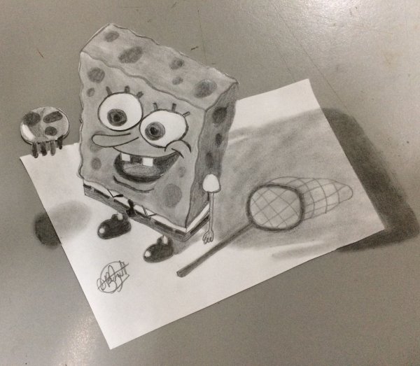 Губка Боб карандашом