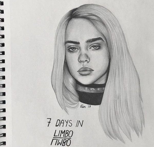 Билли Айлиш рисунок карандашом