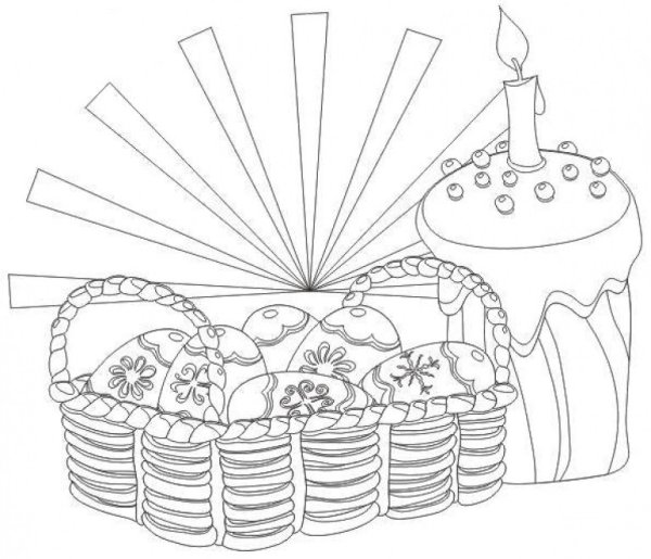 Раскраска Пасха кулич и яйца