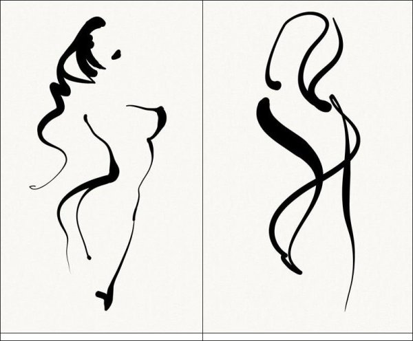 Девушка одной линией