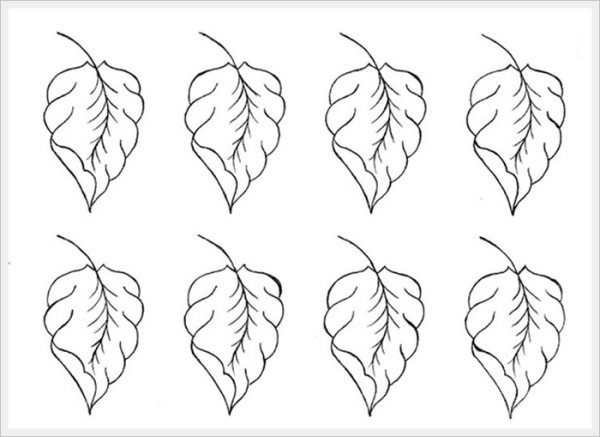 Лист березы трафарет