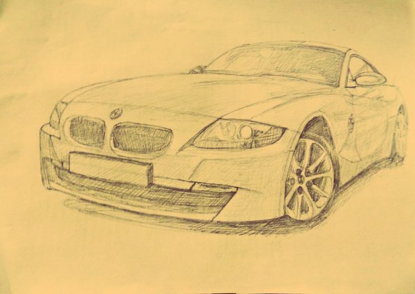 Рисунок машины карандашом