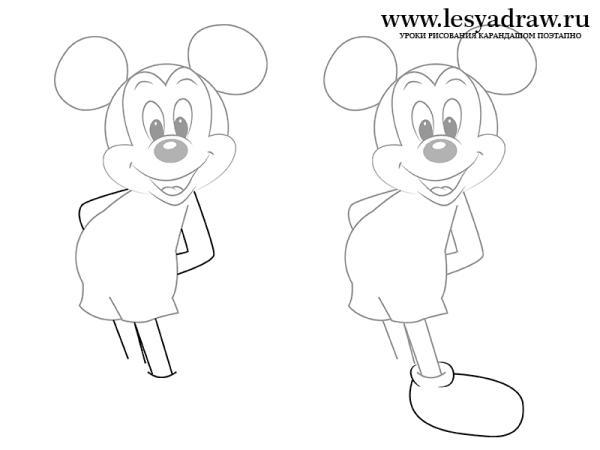 Микки Маус рисунок карандашом поэтапно