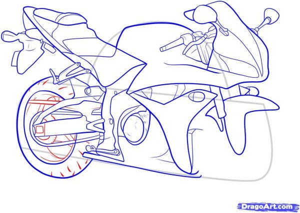 Скетч мотоцикла сбоку