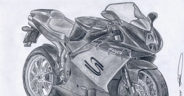 Мотоцикл рисунок карандашом