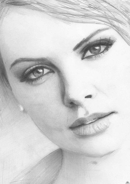 Девушка карандашом
