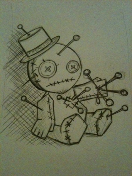 Кукла вуду тату эскиз