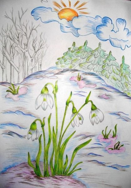 Рисунки весны для срисовки