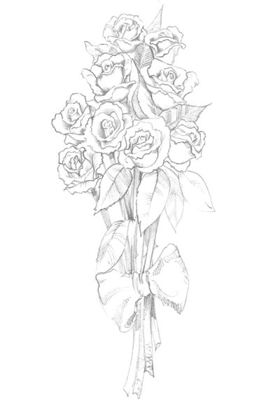 Цветы букет карандашом