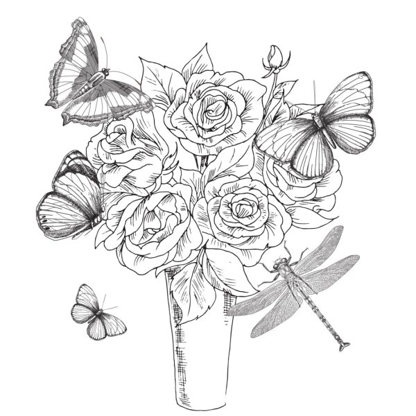 Букет цветов карандашом для срисовки