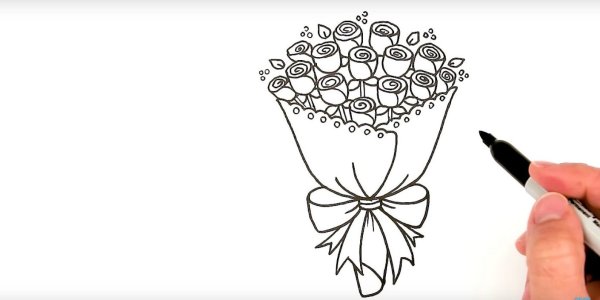 Букеты для срисовки карандашом красивые и легкие