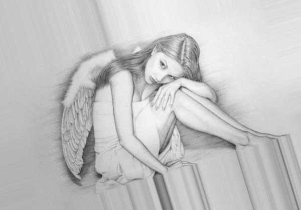 Рисунки ангелов карандашом