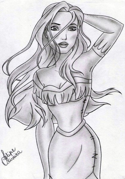 Принцессы Диснея для срисовки Ариэль