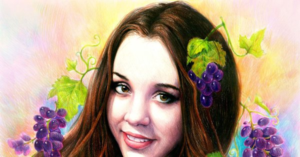 Портрет девушки цветными карандашами