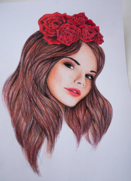 Девушка цветными карандашами