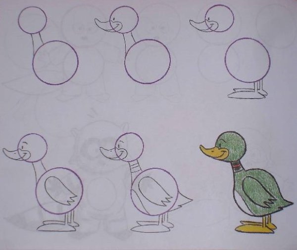 Рисуем уточку с детьми 3-4 лет