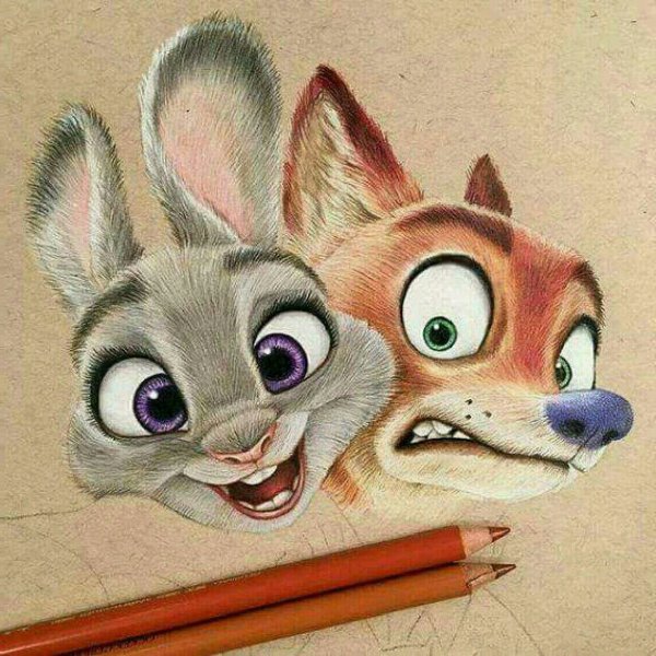 Мульт герои цветными карандашами