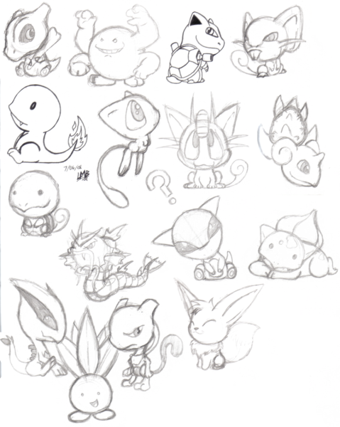 Скетчи покемонов