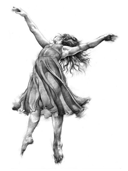 Балерина карандашом в скетчбуке