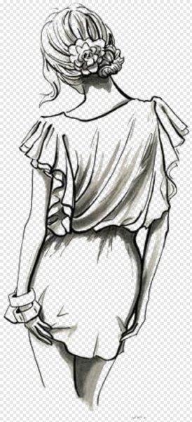 Нарисованные девушки карандашом со спины