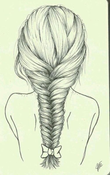 Эскиз косы волосы карандашом
