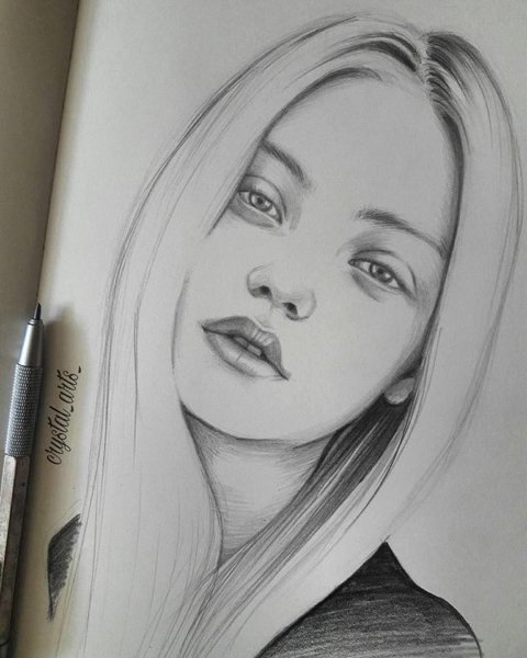 Девушка карандашом