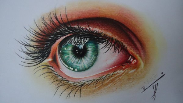 Реалистичный глаз цветными карандашами