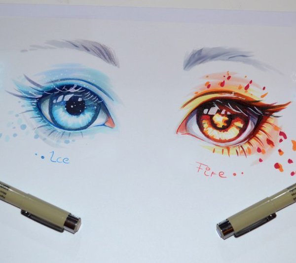 Рисование маркерами глаза