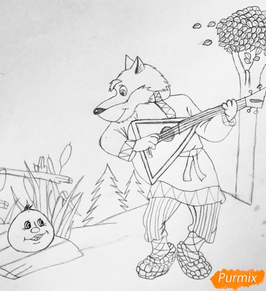 Колобок рисунок карандашом