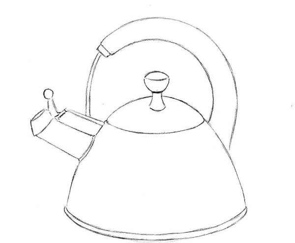 Чайник рисунок для детей карандашом