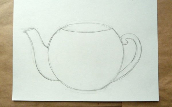 Поэтапное рисование чайника и чашки