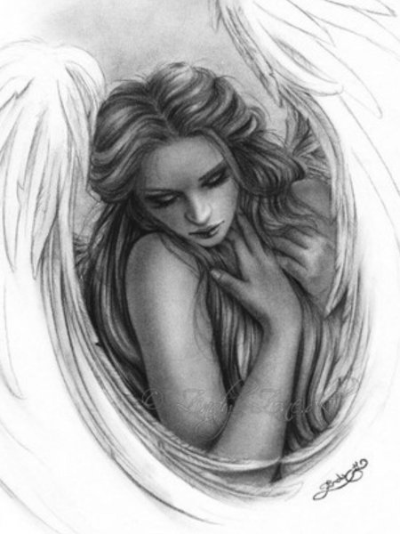 Рисунок ангела карандашом