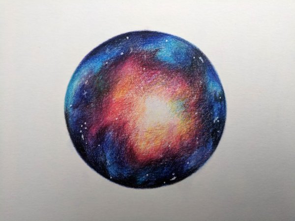 Космос цветными карандашами