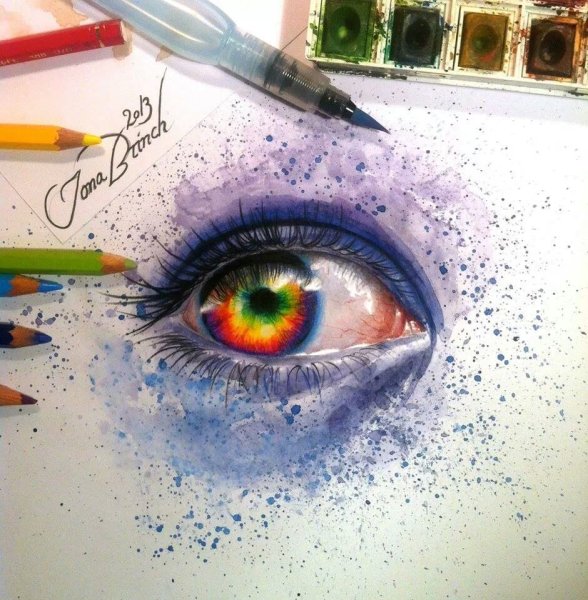 Рыбки акварельными карандашами