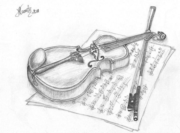 Скрипка рисунок карандашом