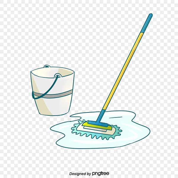 Раскраска ведро и швабра