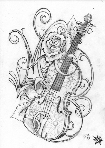 Скрипка тату эскизы