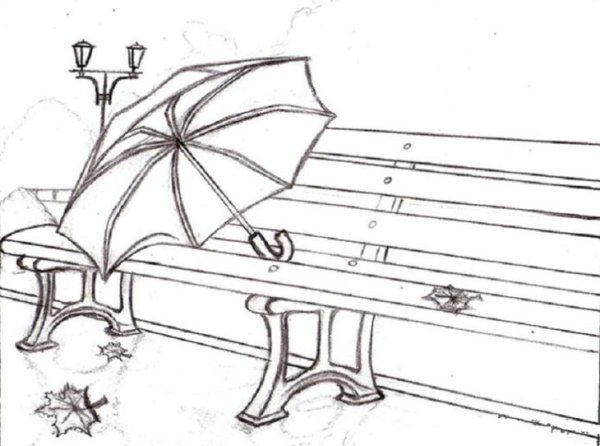 Осеннее дерево карандашом