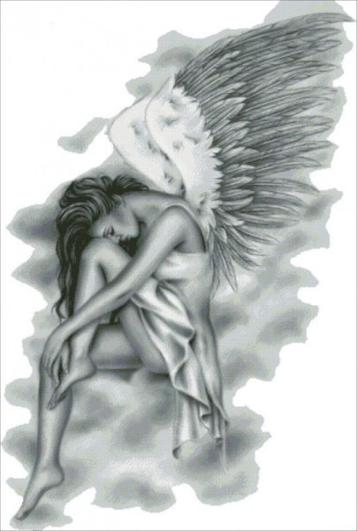 Девушка с крыльями эскиз