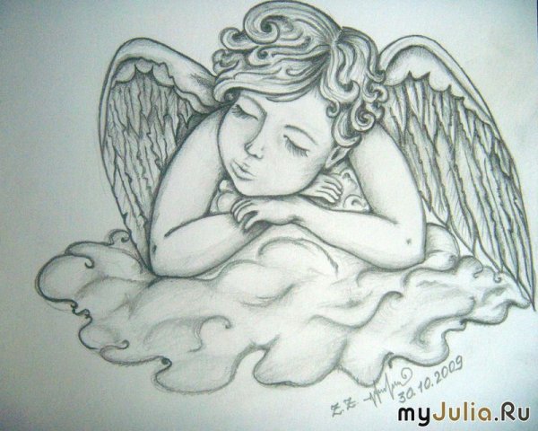 Ангелочки рисунки карандашом