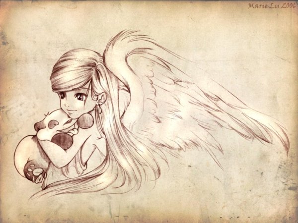 Аниме ангел карандашом