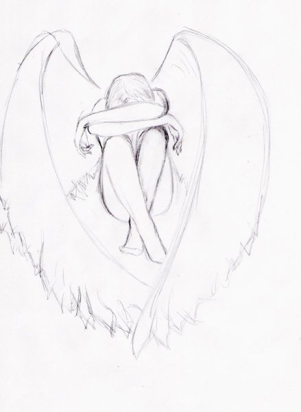 Рисунки ангелов карандашом