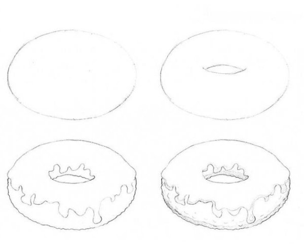Пончик рисунок карандашом