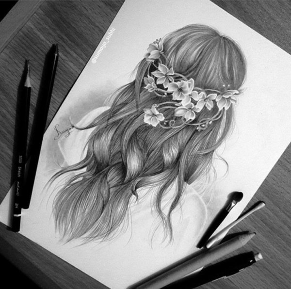 Рисунки карандашом девушки со спины