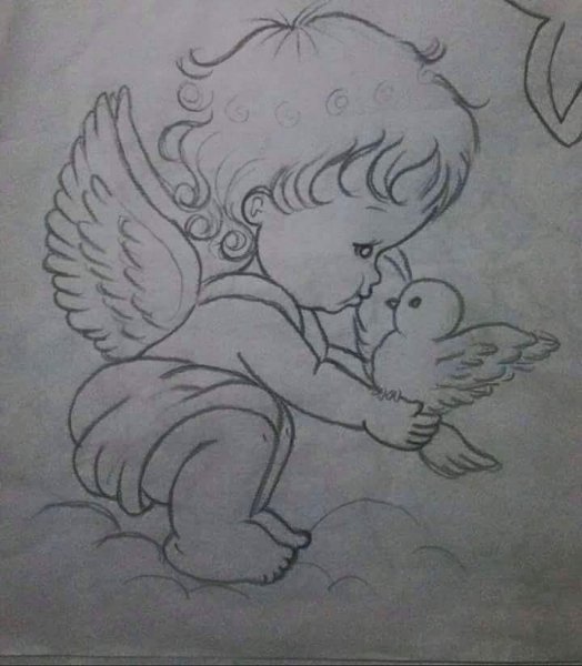Рисунки для срисовки ангелочки