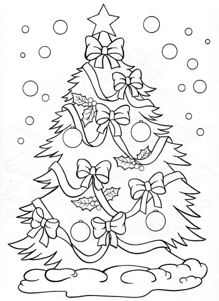 Раскраска елка Новогодняя