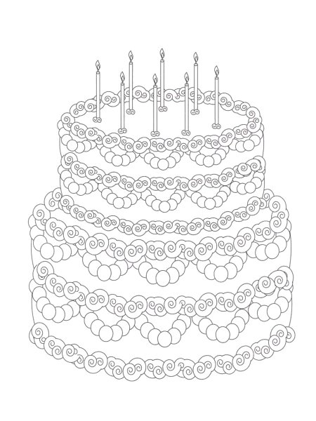 Тортик раскраска для детей