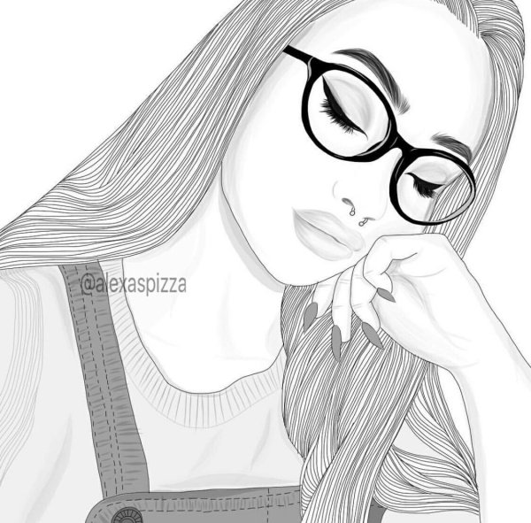 Рисунки для срисовки девушки с очками